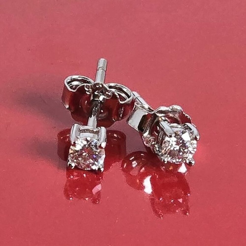 Minimalist 4mm White Moissanite 925 Sterling Silver Earrings